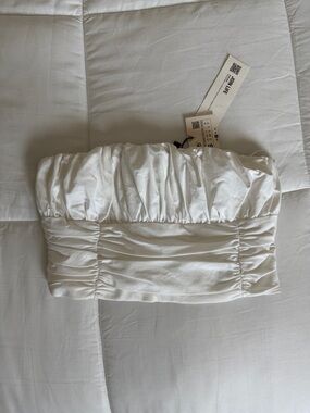 NEW Zara Crinkle White Tube Top